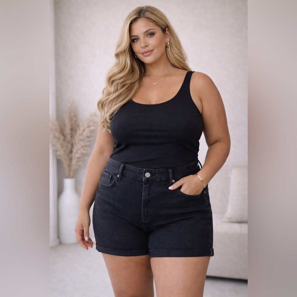 torrid Washed Black High-Rise Vintage Stretch Denim Shorts 5”